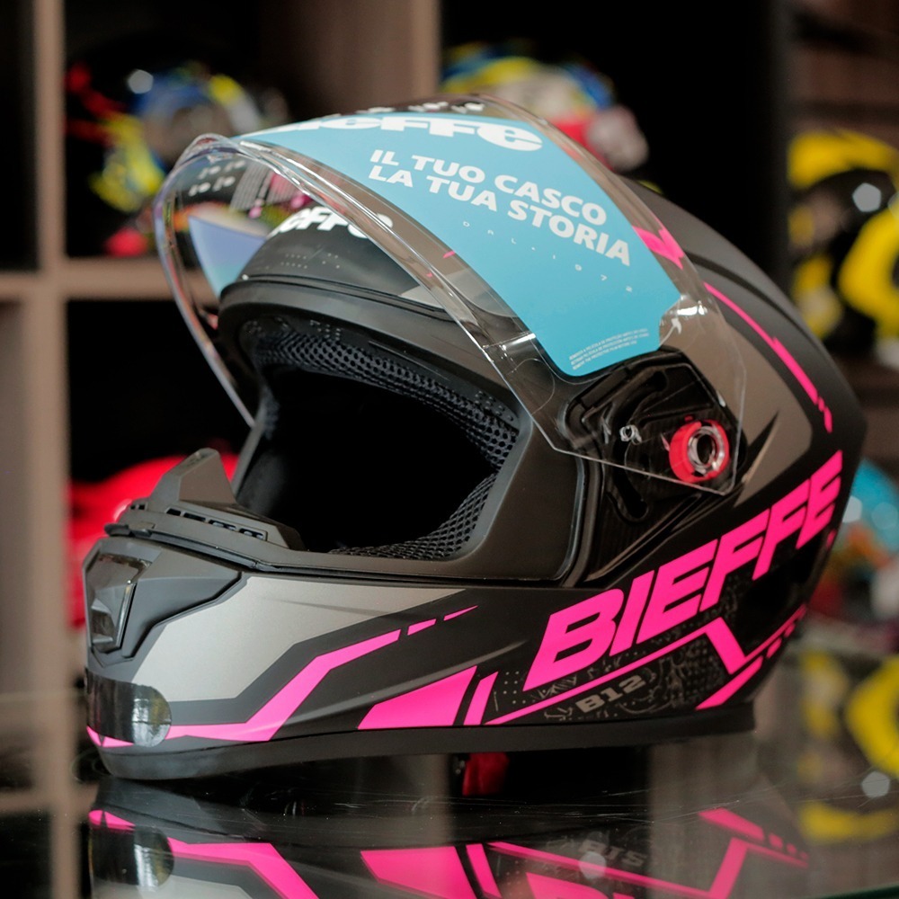 Capacete Feminino Fechado Bieffe B Naked Preto Com Rosa Na Z