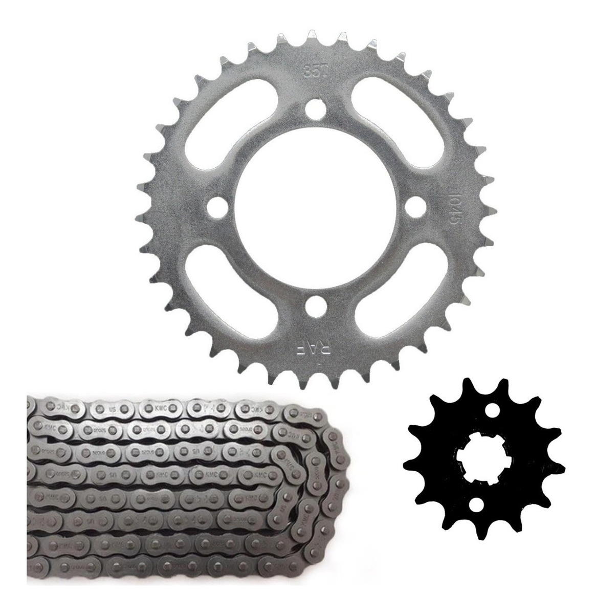 Kit Relação Ybr 125 Coroa 35 Pinhão 13 Corrente Fina Retento