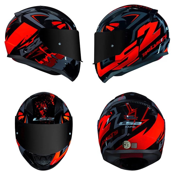 CAPACETE LS2 RAPID FF353 TAGLINE BLK/ORANGE + CAPACETE LS2 RAPID FF353 TECH CHAMALEON 58
