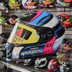 Capacete Axxis Eagle Tecno Gloss Black Pink Blue