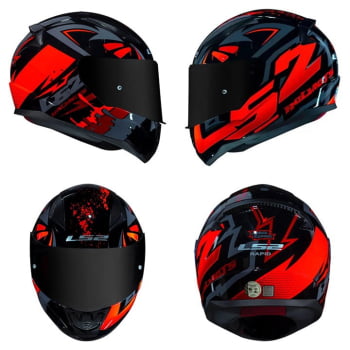 CAPACETE LS2 RAPID FF353 TAGLINE BLK/ORANGE + CAPACETE LS2 RAPID FF353 TECH CHAMALEON 58